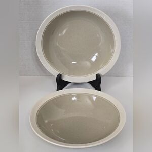 Mikasa Stoneware Sand Piper Rim Soup Bowls 8.25" Set Of 2